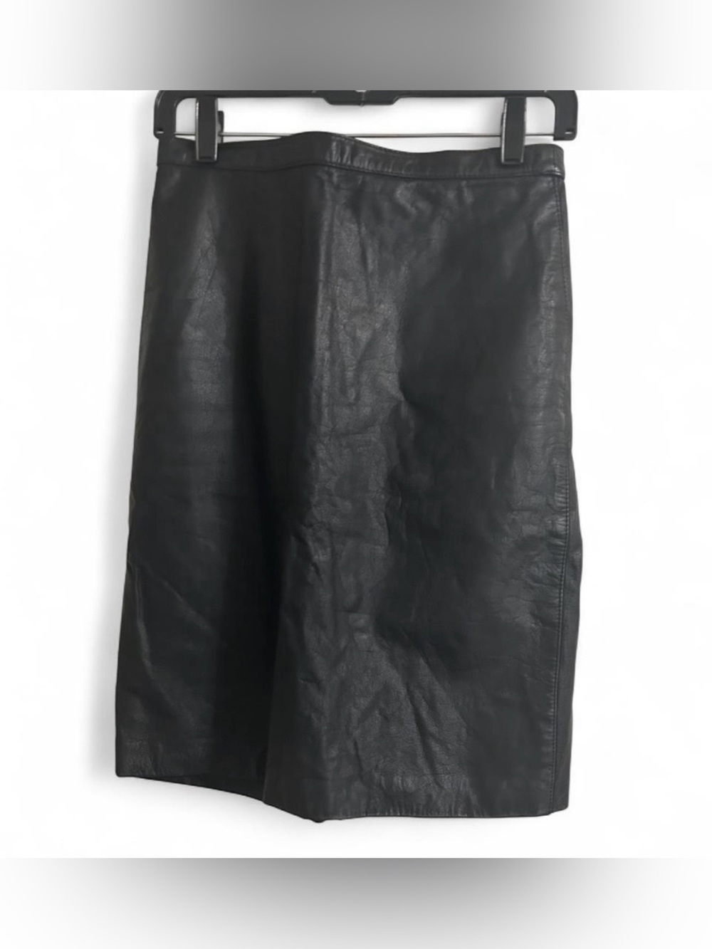Vintage Black Leather Pencil Skirt